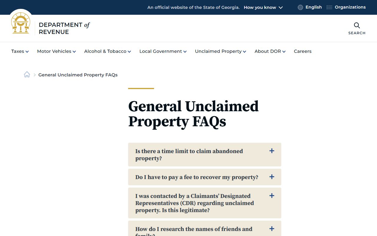 Georgia Unclaimed Money reference image