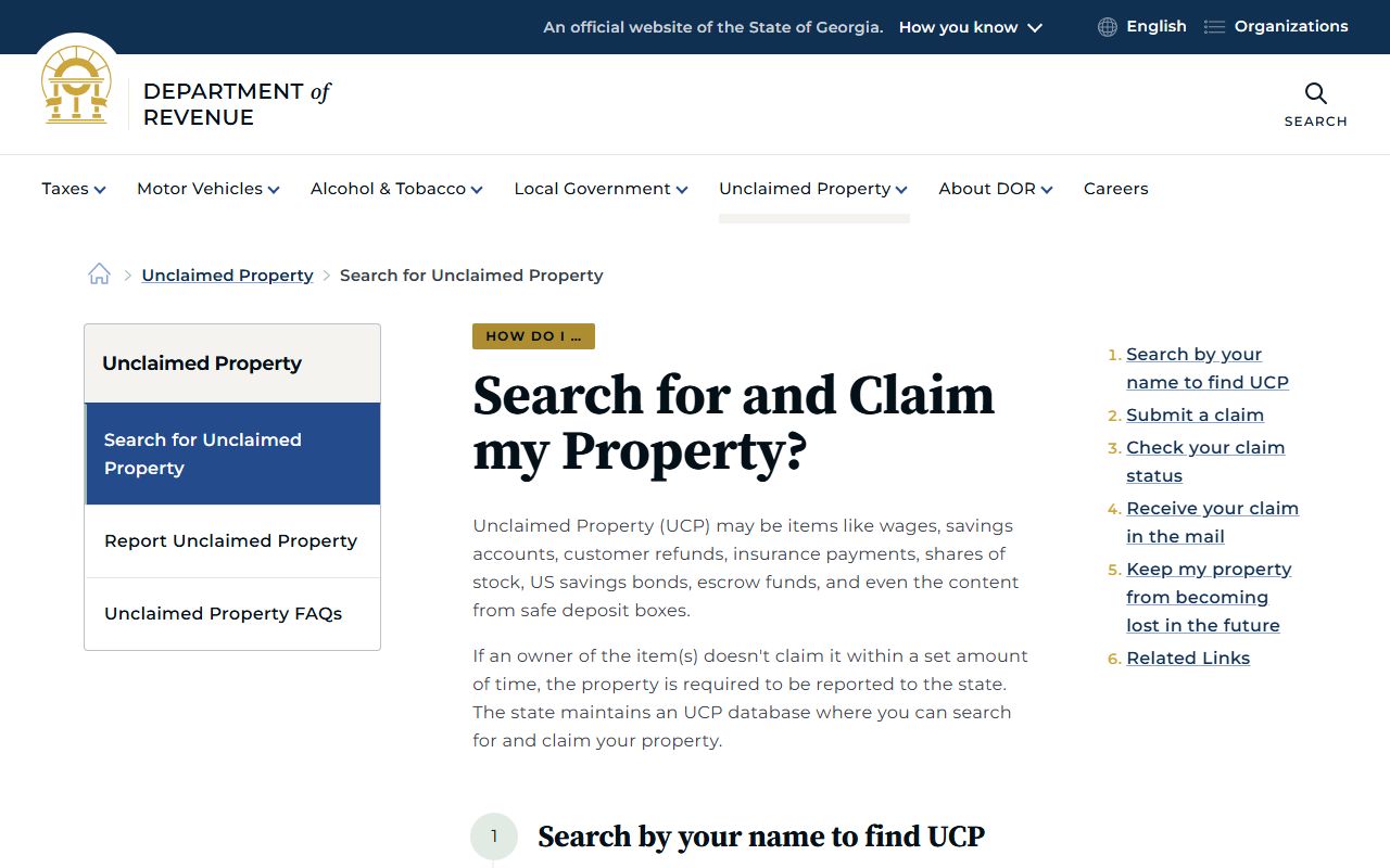 Georgia Unclaimed Money reference image